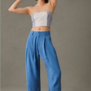 Anthropologie Blue Cropped Trousers